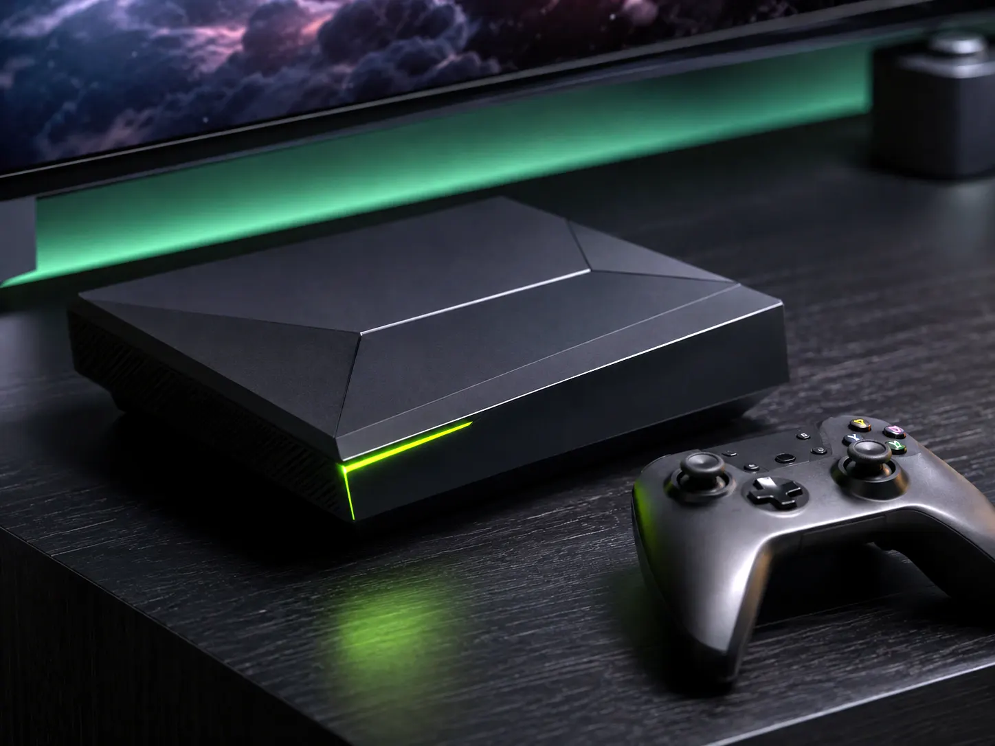 Box TV orientée gaming avec manette